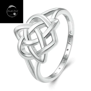 Sterling Silver 925 Ring Celtic Love Heart Band Ring Girls Ladies Women S925 - Picture 1 of 6