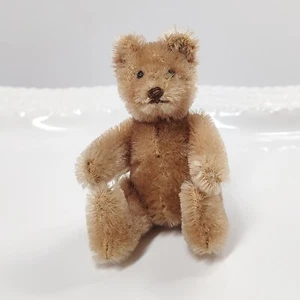 Oso de peluche Steiff vintage años 40-50 zona EE. UU. Alemania mini etiqueta de lino articulado 3,7" - Imagen 1 de 10