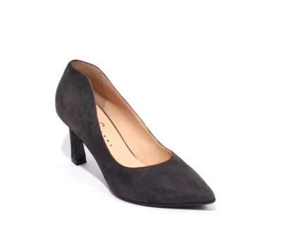 Gibellieri 70b Gray Suede Leather Pointy Toe Classic Heel Pumps 37.5 / US 7.5 - Image 1 of 4