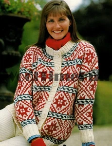 Knitting Pattern Ladies Fair Isle/Ski/Xmas/Snow Flake Design Cardigan. DK Yarn. - Picture 1 of 1