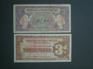 **LooK - 1st & 2nd Series  3d  'VF/GF'  British Military Authority Banknotes** - Picture 1 of 12