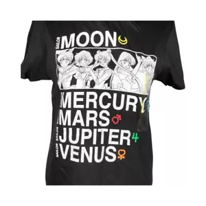 Sailor Moon Group Shot Black Short Sleeve Graphic T-Shirt Planets Anime Size S - Picture 1 of 7