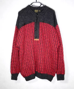 DEVOLD NORDIC mens Heavyweight Red Grey Wool JUMPER | Size L/52 | Langevag - Picture 1 of 8