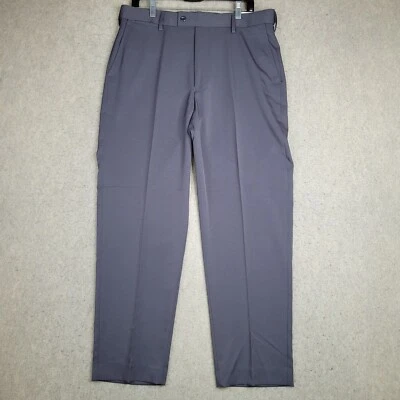 Saddlebred 舒适弹性裤子男式 34x29 灰色直筒平前弹力新品 — 第 1/4 张图片