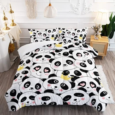 Lindo edredón pandas gigantes para niños, blanco negro niño dulce panda osos cama... Foto 1 de 3