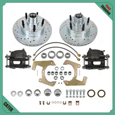 Kit de frenos de disco de lujo 5x5-1/2" con rotor perforado para Ford F-100 1948-1956 media tonelada Foto 1 de 4