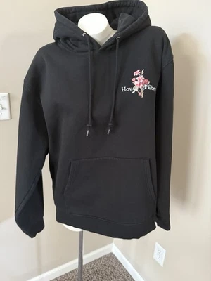 Obey Women Sz L Black Floral Logo Graphic Heavyweight Hoodie Sweatshirt MSRP $86 - Image 1 of 4