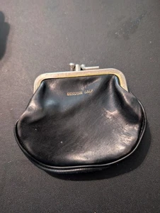 Vintage St. Thomas schwarz Double Kiss Lock Damen Leder Geldbörse 4"×31/4", 3/4"W - Bild 1 von 12
