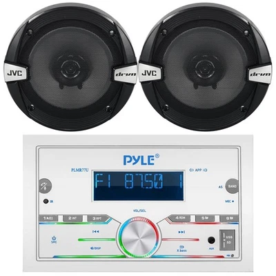 Pyle PLMR77U Bluetooth USB AUX Receiver, 2x JVC 6.5" 2-Way Coaxial Speakers - Image 1 of 4