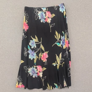 Alfred Dunner Womens Skirt Size 16 Black Floral Print Knee Length Midi - Picture 1 of 3