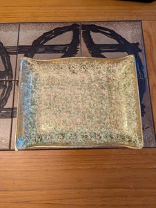Rare Vintage MCM Yona California Pottery Large Green And Gold Tray - Picture 1 of 6