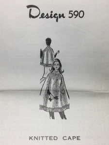 Vtg Mail Order Design 590 KNITTED CAPE Pattern Original - Picture 1 of 2