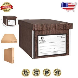 Eco-Friendly Medium-Duty Storage Box - Stylish Woodgrain Design, 12" L x 10" W - Picture 1 of 6
