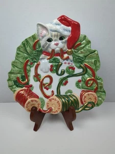 Fitz and Floyd Kitty Kringle Christmas Canape Plate Ceramic - Picture 1 of 3