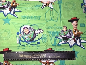Disney Toy Story Woody Buzz Lightyear Green Cotton Fabric 26" NEW - Picture 1 of 2