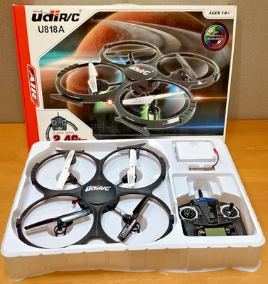 Udi RC UFO 2.4GHz 4Ch 6-Axis Quadcopter Drone (#U818A) w/Camera -OPEN BOX ITEM - Image 1 of 4