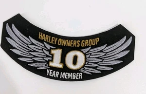 HOG Harley Owners Group 10 Year Member HARLEY DAVIDSON Embroidered Rocker Patch  - Bild 1 von 2