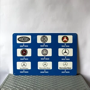 🏁Letrero de metal pesado Mercedes-Benz Logo Evolution 1902 a 2025 -24"x16" (60x40 cm) - Imagen 1 de 14