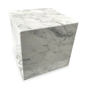 White Carrara Marble Cube Table Sculpture Home Decor Art Design H 15Cm - Picture 1 of 4