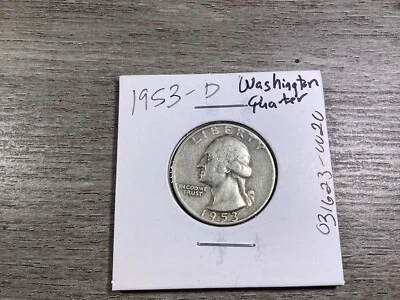 1953 年 D 版华盛顿 90% 银币 25 美分丹佛铸币厂 031623 20e — 第 1/4 张图片