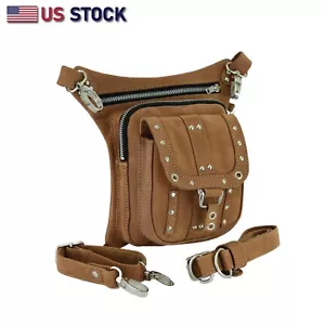 LEATHER Thigh Drop Leg Bag Gun Holster Bag Waist Bag Fanny Pack Messenger Bag  - Picture 1 of 5