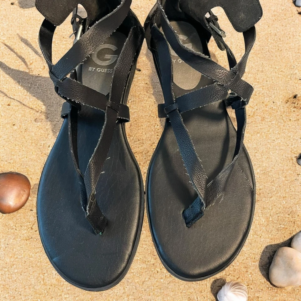 Sandalias Gladiador con Tiras para Mujer G by Guess, Cuero Sintético Negro Playa de Verano Foto 1 de 4