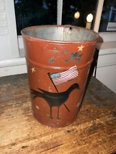 Antique Folk Art Decorated Sap Bucket 