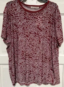 NUEVA Camisa We the Free People M Roja Burnout Terciopelo Transparente Manga Corta De Gran Tamaño - Imagen 1 de 5