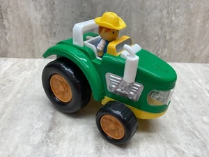 Child's Toy - Green and Yellow Farm Tractor with Farmer Driving Makes 3 sounds - Picture 1 of 9