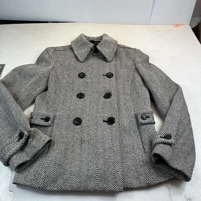 Express Studio Design твид, елочка шерстяная смесь маленький, черный белый бушлат - Изображение 1 из 4