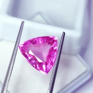 7.57 Ct Certified Natural Pink Sapphire Loose Gemstone Trillion Cut Sapphire Gem - Picture 1 of 8