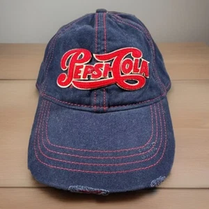 Pepsi-Cola Baseball Cap Erwachsene OS blau rot abgenutzt bestickt Logo Patch Mütze - Bild 1 von 9
