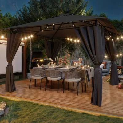 Gunji wasserdichter Gartenpavillon mit LED-Beleuchtung, UV-Schutz 50+ Partyzelt - Bild 1 von 4