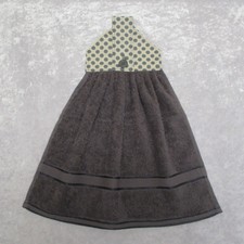 Jazberryz Grey Dots on Grey  Kitchen Hanging Hand Towel Handmade Button Close