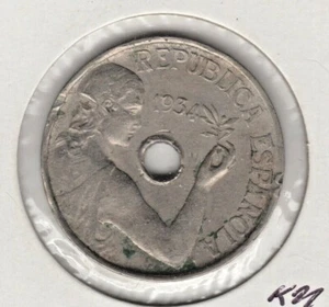 1934 Republica 25 Céntimos de Peseta Madrid - Imagen 1 de 3