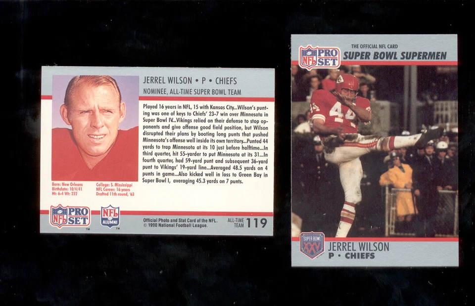 1990 Pro Set JERREL WILSON Kansas City Chiefs Super Bowl XXV Commemorative Card - Image 1 of 1