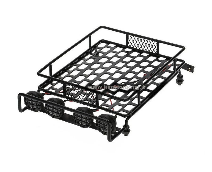 Rack Metal Black 4 LED Light White 1/10 1/8 Models RC Crawler L-054B - Image 1 of 1