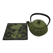 Nambu Tekki Teapot ＆ teapot mat set, Snoopy Tea House/Iwachu Matcha Green JAPAN