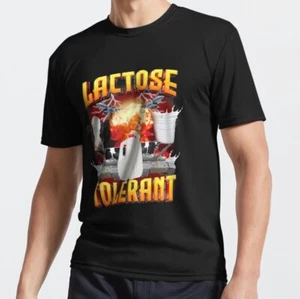 Camiseta activa MÁS POPULAR tolerante a la lactosa divertido meme, humor lactosa - Imagen 1 de 3