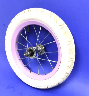 Bicicleta Delantera 12" Rueda Rosa con Neumático 12-1/2 X 2-1/4 Blanco Bicicleta Niños #F12X Foto 1 de 3