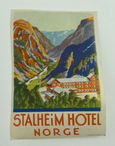 Original Vintage Luggage Label Stalheim Hotel Norge Vossestrand, Norway Dreyer - Picture 1 of 2
