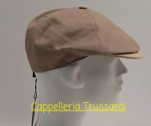 COPPOLA BERRETTO SPICCHI LINO/COTONE BEIGE SCURO MADE IN ITALY misura M 57/58 - Imagen 1 de 5