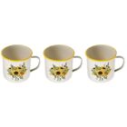 3pcs Classical Tea Cup with Handle Galvanized Iron Smooth Rim Water
