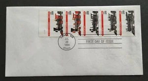 USA 1994 Locomotive Trains Stamp FDC (official iss)mild toned 美国蒸汽火车首日封(微黄)Lot B - Picture 1 of 3