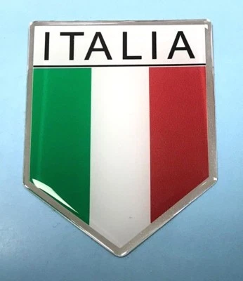 JAKEDESIGNS 'ITALIA' Shield Sticker 64mm ITALIAN FLAG - WITH HIGH GLOSS DOMED GEL - ITALY