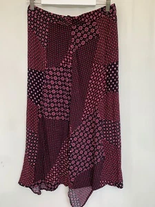 Skirt F&F size 10 pink patterned W31" L37" hankerchief hem viscose womens - Picture 1 of 8