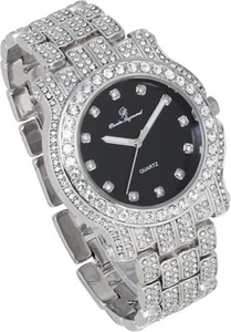 Charles Raymond Bling-ed Out Ultimate Hip Hop Royalty Mens Watch w/Easy Reader - Picture 1 of 4