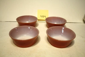 Vintage Anchor Hocking Fire King Ware Orange Red Bowl Dish 5" Set of 4 - Picture 1 of 3