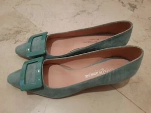Decollete Gaia De Simone suede verde numero 39 nuovo di zecca mai utilizzato - Foto 1 di 4