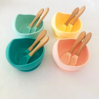 WINNIE J Silicone Suction bowl, Baby & Toddler, Bowl & PLUS 2 Spoons Set